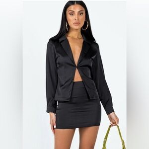 Princess Polly Black Satin Blazer